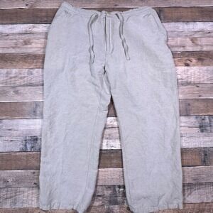 Cubavera Men's Linen Blend Pants Beige Tan Drawstring Elastic Waist Casual Beach